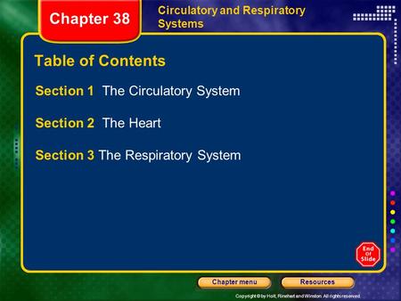 Chapter 38 Table of Contents Section 1 The Circulatory System