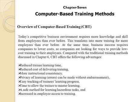 Computer-Based Training Methods