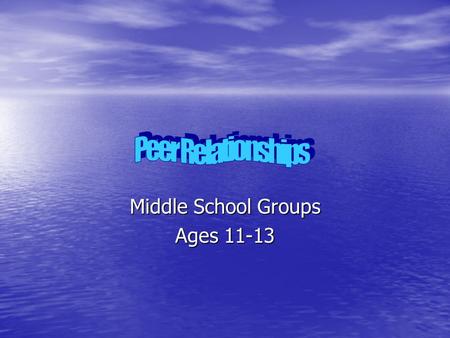 Middle School Groups Ages 11-13 Presenters Group 8 Group 8 –Alena Senior –Stacy Bishop –Shaquira Etan –Ron Clark –Adam Fournier.