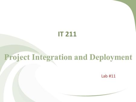IT 211 Project Integration and Deployment Lab #11.