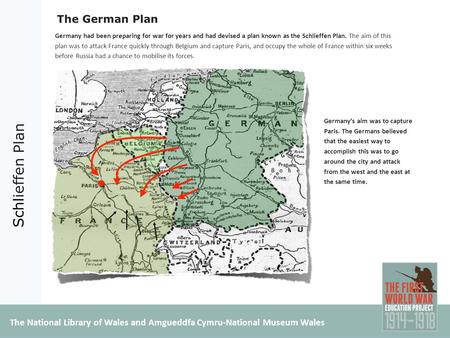 Schlieffen Plan The German Plan Germany had been preparing for war for years and had devised a plan known as the Schlieffen Plan. The aim of this plan.