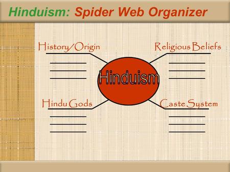 Hinduism: Spider Web Organizer