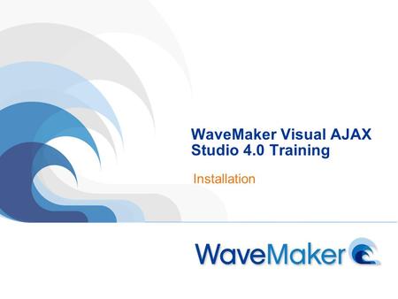 WaveMaker Visual AJAX Studio 4.0 Training Installation.