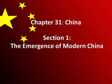 The Emergence of Modern China