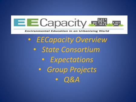 EECapacity Overview State Consortium Expectations Group Projects Q&A