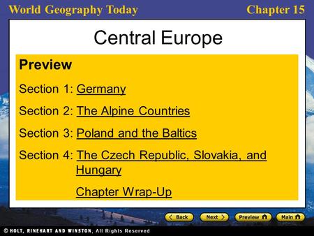 Central Europe Preview Section 1: Germany