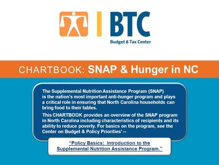 CHARTBOOK: SNAP & Hunger in NC The Supplemental Nutrition Assistance Program (SNAP) is the nation’s most important anti-hunger program and plays a critical.