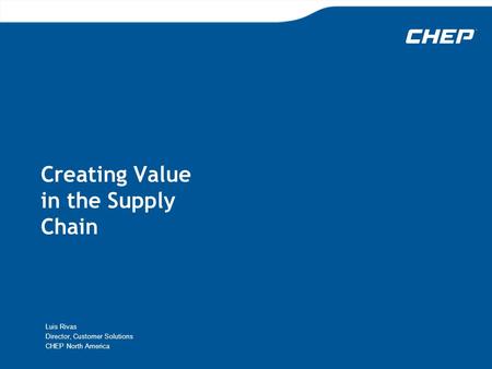 Creating Value in the Supply Chain