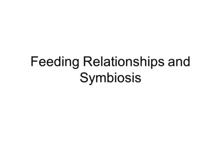 Feeding Relationships and Symbiosis State Standards 6th – Life #8 Describe how organisms may interact with one anther 7th - Life #2 -Investigate how.