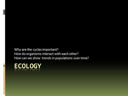Ecology Why are the cycles important?