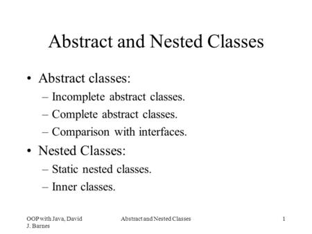 Abstract and Nested Classes