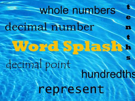 Word Splash represent whole numbers decimal number decimal point