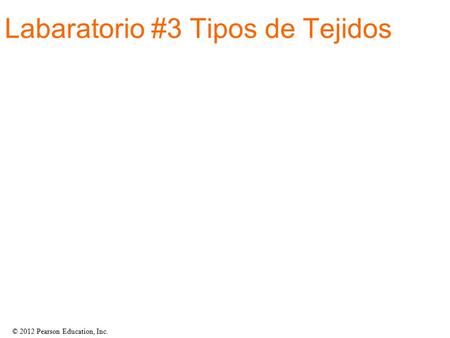 © 2012 Pearson Education, Inc. Labaratorio #3 Tipos de Tejidos.