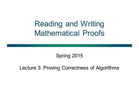 Reading and Writing Mathematical Proofs