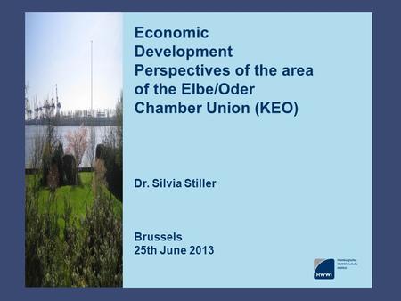 Economic Development Perspectives of the area of the Elbe/Oder Chamber Union (KEO) Dr. Silvia Stiller Brussels 25th June 2013.