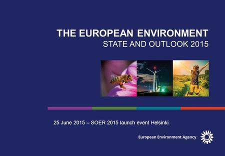 THE EUROPEAN ENVIRONMENT STATE AND OUTLOOK 2015 25 June 2015 – SOER 2015 launch event Helsinki.