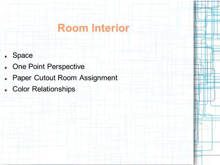 Room Interior Space One Point Perspective Paper Cutout Room Assignment
