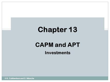 Chapter 13 CAPM and APT Investments