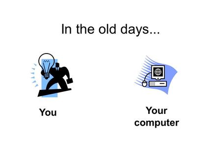 In the old days... You Your computer. Then came... The Network.