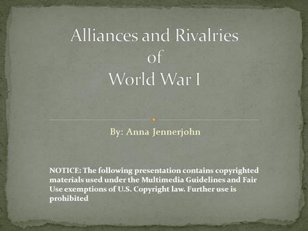 Alliances and Rivalries of World War I