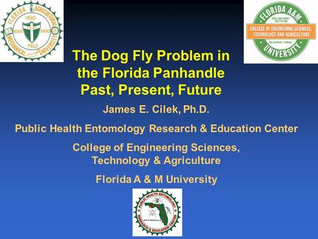 The Dog Fly Problem in the Florida Panhandle Past, Present, Future James E. Cilek, Ph.D. Public Health Entomology Research & Education Center College of.