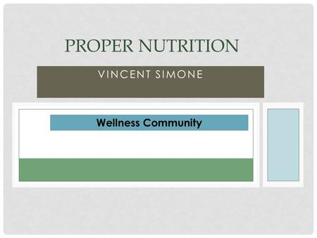 VINCENT SIMONE PROPER NUTRITION Wellness Community.