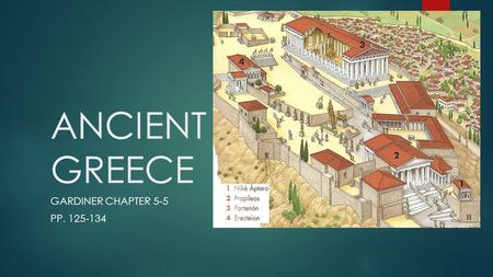 ANCIENT GREECE GARDINER CHAPTER 5-5 PP. 125-134. THE ATHENIAN ACROPOLIS  Under the leadership of Pericles the Athenians begin rebuilding the Acropolis.