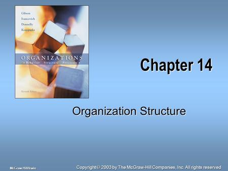 Copyright © 2003 by The McGraw-Hill Companies, Inc. All rights reserved McGraw-Hill/Irwin Chapter 14 Organization Structure.