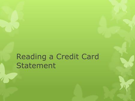 Reading a Credit Card Statement