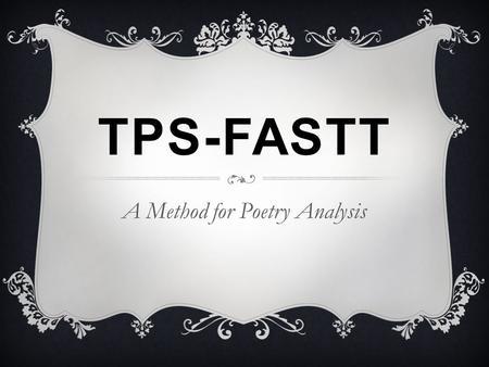 A Method for Poetry Analysis