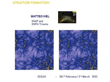 MATTEO VIEL STRUCTURE FORMATION INAF and INFN Trieste SISSA - 28, th February/ 3 rd March 2011.