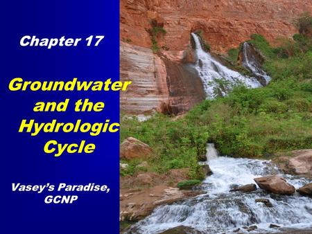Groundwater and the Hydrologic Cycle