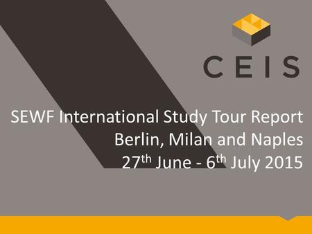 SEWF International Study Tour Report Berlin, Milan and Naples 27 th June - 6 th July 2015.