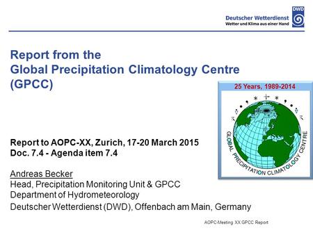 Global Precipitation Climatology Centre (GPCC)