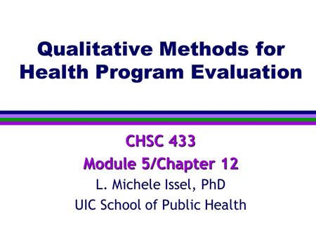 Qualitative Methods for Health Program Evaluation