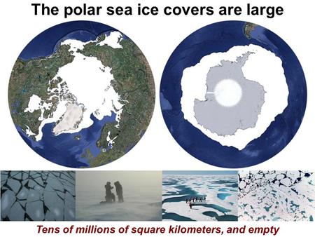 The polar sea ice covers are large Tens of millions of square kilometers, and empty.