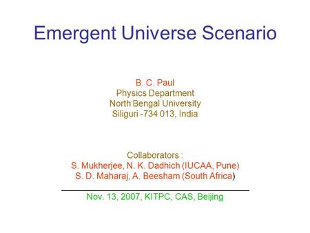 Emergent Universe Scenario