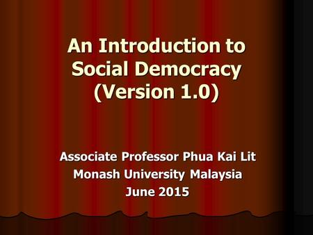 An Introduction to Social Democracy (Version 1.0)