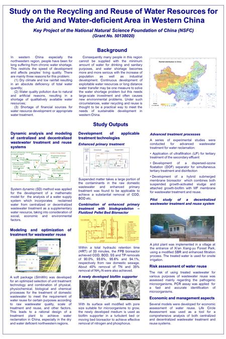 Study on the Recycling and Reuse of Water Resources for the Arid and Water-deficient Area in Western China Key Project of the National Natural Science.