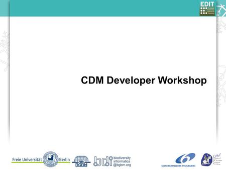 CDM Developer Workshop. TDWG 2009 - Andreas Kohlbecker Taxonomic Workflow in the EDIT Platform for Cybertaxonomy Purpose What do you want from this workshop?