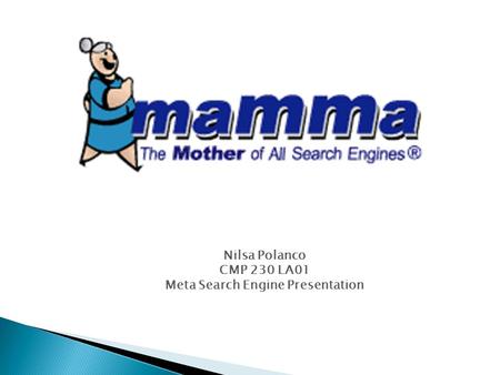 Nilsa Polanco CMP 230 LA01 Meta Search Engine Presentation.