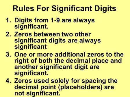 Rules For Significant Digits