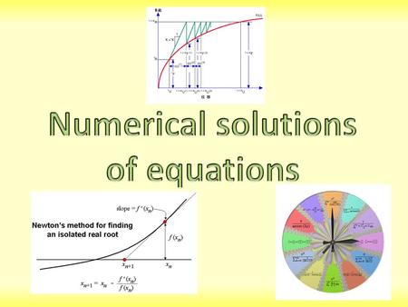 Introduction This chapter gives you several methods which can be used to solve complicated equations to given levels of accuracy These are similar to.