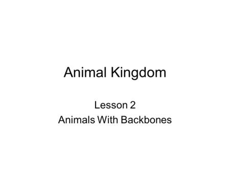 Lesson 2 Animals With Backbones