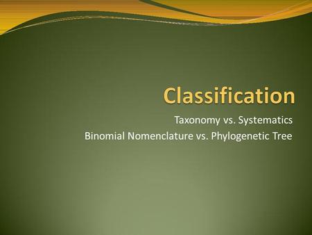 Binomial Nomenclature vs. Phylogenetic Tree
