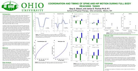 COORDINATION AND TIMING OF SPINE AND HIP MOTION DURING FULL BODY REACHING TASKS Gary E. Gibson, and James S. Thomas Ph.D, P.T. School of Physical Therapy,