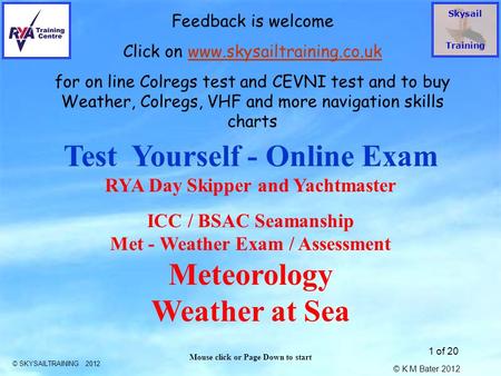 Test Yourself - Online Exam RYA Day Skipper and Yachtmaster