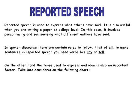 REPORTED SPEECH.