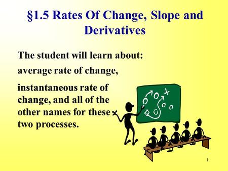 §1.5 Rates Of Change, Slope and Derivatives