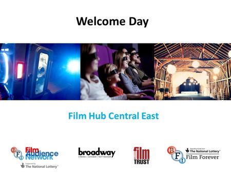 Welcome Day Film Hub Central East. What is the Film Audience Network?Film Audience Network Nine regional hubs to work with the BFI and local partners.